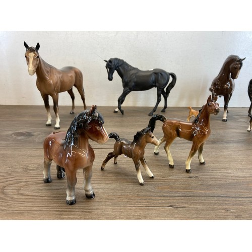 383 - Nine ceramic horse figurines to include five Beswick, one Royal Doulton etc.