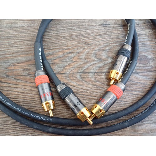 750 - Two pairs of one metre Roksan HDT-02A high definition RCA cables together with two empty Shure M97xE... 