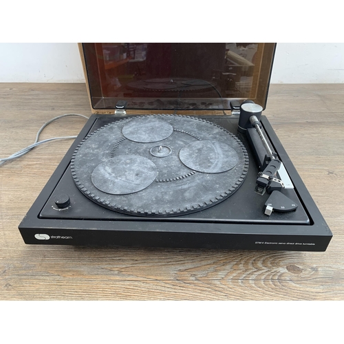 762 - A vintage boxed Strathearn Audio Limited STM4 direct-drive two-speed turntable fitted with Ortofon s... 