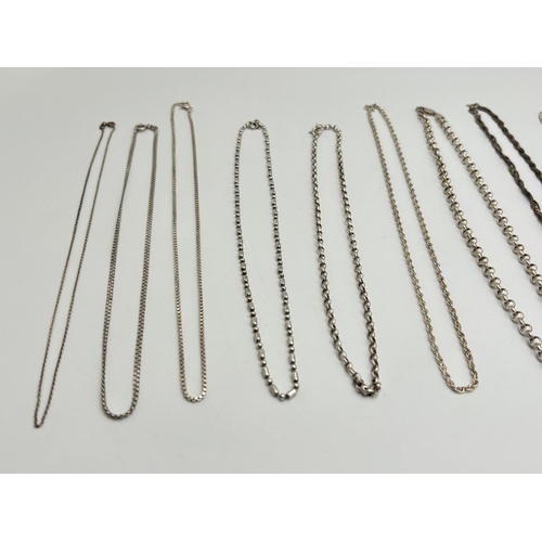 2207 - Eleven .925 silver chain necklaces - approx. gross weight 70g