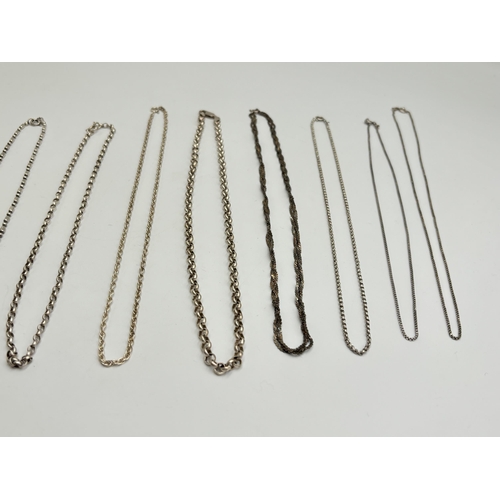 2207 - Eleven .925 silver chain necklaces - approx. gross weight 70g