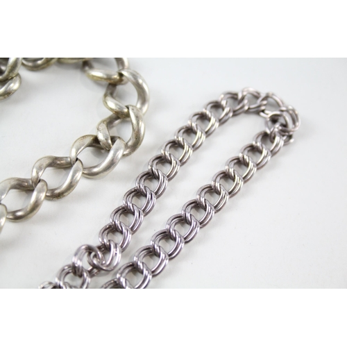 2150 - Two sterling silver bracelets with heart shaped padlock clasps - approx. gross weight 46g