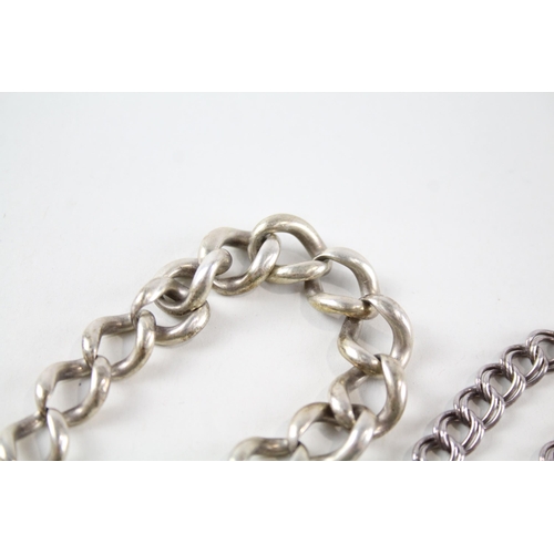 2150 - Two sterling silver bracelets with heart shaped padlock clasps - approx. gross weight 46g