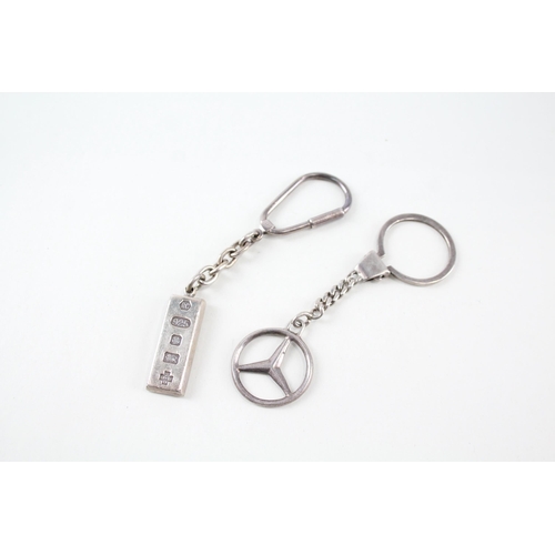 2324 - Two .925 sterling silver keyrings - approx. gross weight 33g