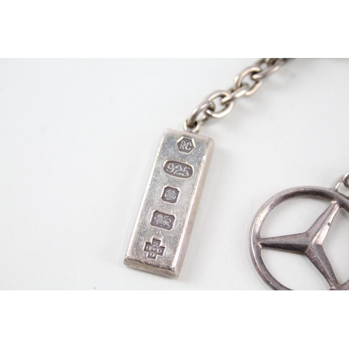 2324 - Two .925 sterling silver keyrings - approx. gross weight 33g