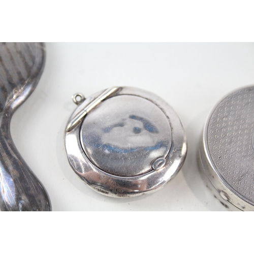 2329 - Three .925 sterling silver items to include compact, necklace pendant dressing table mirror etc. - a... 