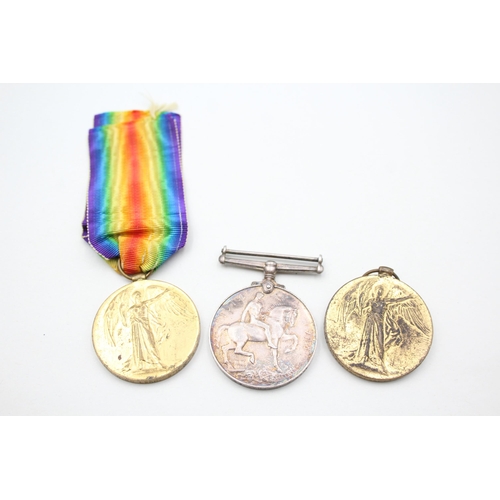 2376 - Three WWI medals, one war presented to 14552 Pte. T. Davies. R.W. Fus., one Victory presented to M. ... 