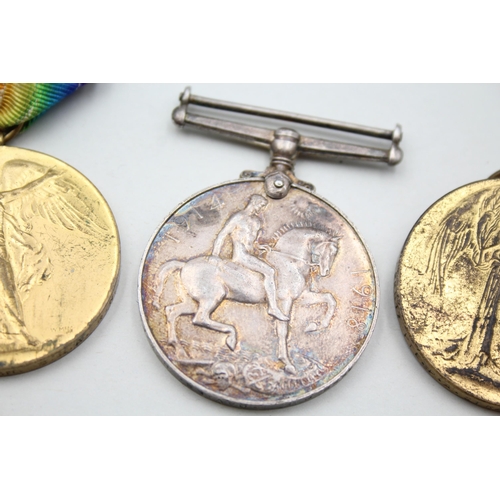 2376 - Three WWI medals, one war presented to 14552 Pte. T. Davies. R.W. Fus., one Victory presented to M. ... 