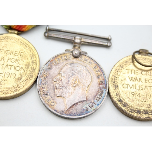 2376 - Three WWI medals, one war presented to 14552 Pte. T. Davies. R.W. Fus., one Victory presented to M. ... 