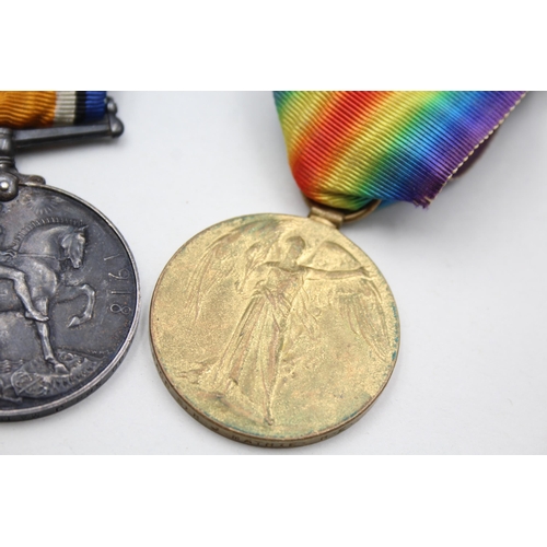 2385 - A WWI British medal pair presented to 9800 Spr. J. Mathie. R.E.