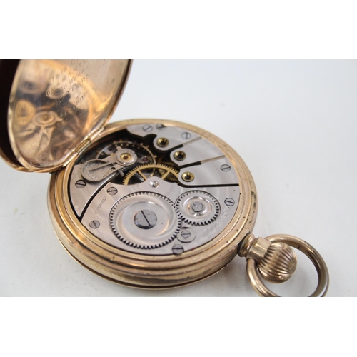 2267 - An antique rolled gold half hunter pocket watch