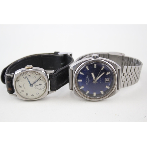 2273 - Two vintage Rotary stainless steel men's wristwatches, one hand wind and one automatic