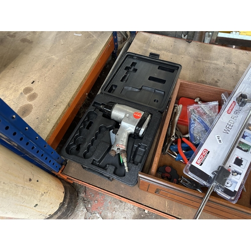 A collection of items to include King Dick spanners, vice grips, weed