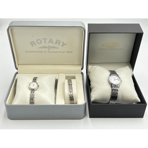 2294B - Two boxed Rotary quartz lady's wristwatches, one Elite sterling silver with matching bracelet and on... 