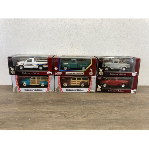 445 - Six boxed Collector's Edition diecast model vehicles, two Roadsure Ford Woody (1948), two Ford F-150... 