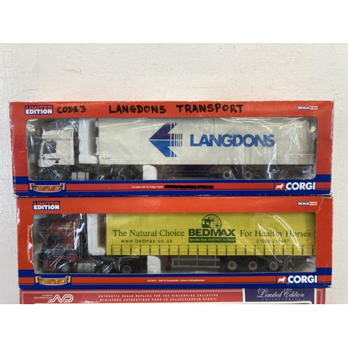 446 - Four boxed Corgi Limited Edition diecast transport lorries, James S. Hislop DAF CF Curtain Side - no... 