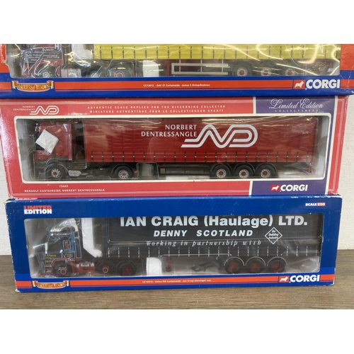 446 - Four boxed Corgi Limited Edition diecast transport lorries, James S. Hislop DAF CF Curtain Side - no... 