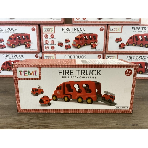 451 - Ten boxed Eppo fire truck pullback car series