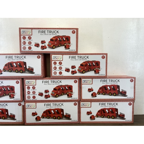 451 - Ten boxed Eppo fire truck pullback car series