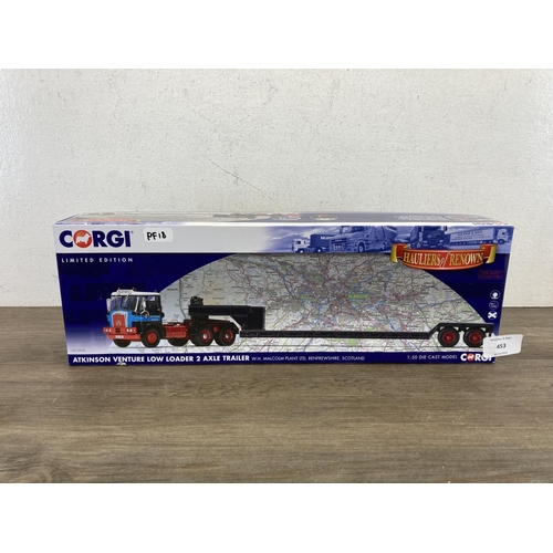 453 - A boxed Corgi Limited Edition W.H. Malcom Plant Limited Atkinson Venture low loader 2 axle trailer