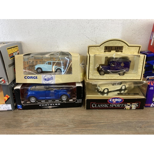 454 - A collection of diecast model vehicles to include boxed Bburago Ferrari 126 C4 Turbo, Corgi Classic ... 