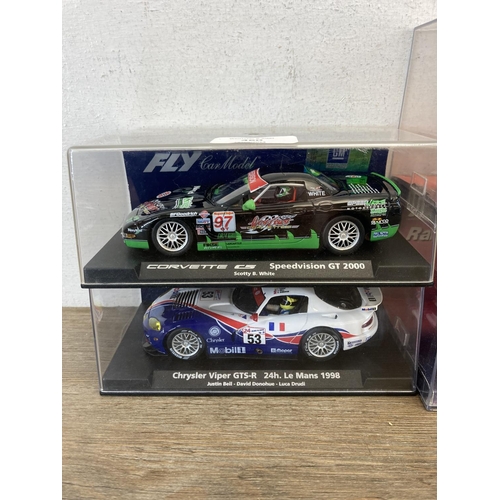 460 - Six boxed slot racing cars, Fly Car Model Chrysler Viper GTS-R 24h. Le Mans 1998, SCX Lancia Delta H... 