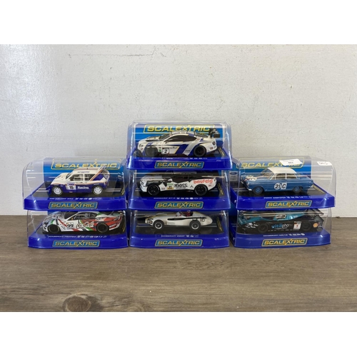 463 - Seven boxed Scalextric slot cars, Ford Cortina GT 1964 Bathurst Ian & Leo Geoghegan - no.C3670, Mase... 