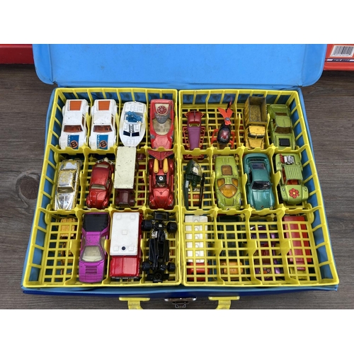 464 - Four Matchbox carry cases containing a collection of diecast model vehicles to include Matchbox Pors... 