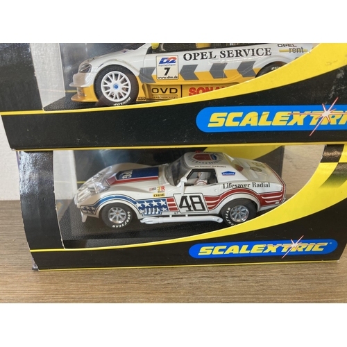 465 - Five boxed Scalextric slot cars, Skoda Fabia WRC Colin McRae - no.C2645, Ford Fiesta XR2i - no.C.470... 