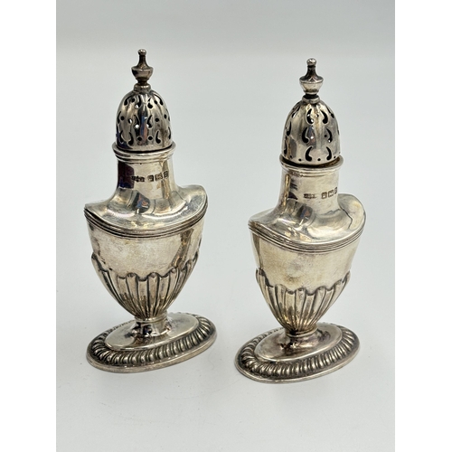 2335 - A pair of cased Edwardian James Dixon & Sons Ltd hallmarked Sheffield pepper pots, dated 1909 - appr... 