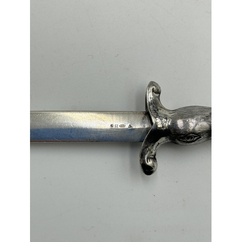 2337 - A hallmarked London import .925 sterling silver novelty duck handled letter opener  - approx. gross ... 