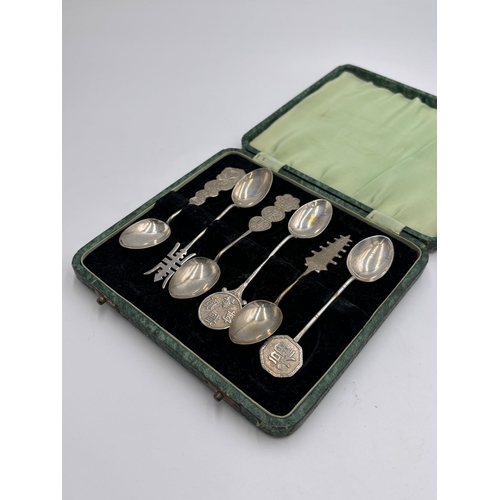 2350 - A cased set of six Chinese white metal teaspoons - approx. gross weight 52g