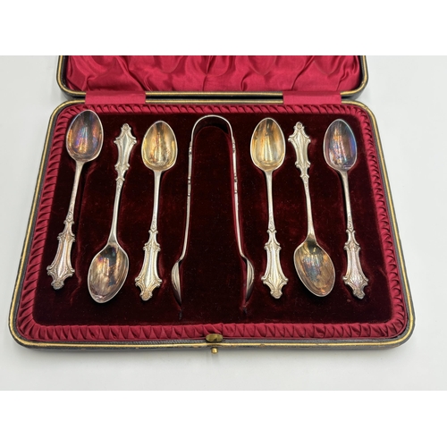 2351 - A cased set of six Edwardian Joseph Rodgers & Sons hallmarked Sheffield silver tea spoons with match... 