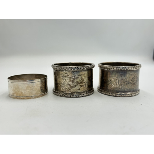 2353 - Three hallmarked silver napkin rings, two Birmingham and one Chester - approx. gross weight 138.5g