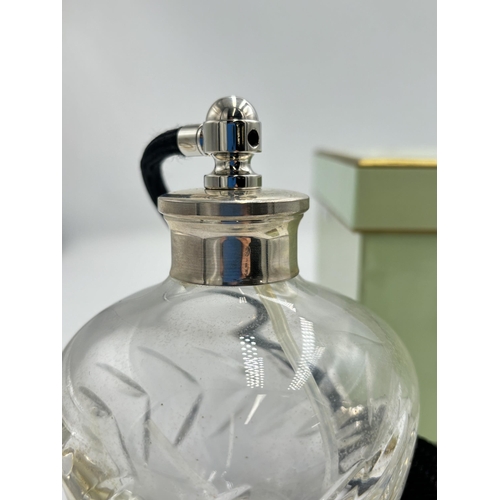 2354 - A boxed Penhaligon's cut glass and stamped .925 silver topped perfume atomiser