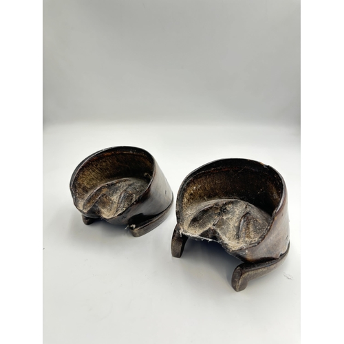 2398 - A pair of Victorian horse hooves with shoes