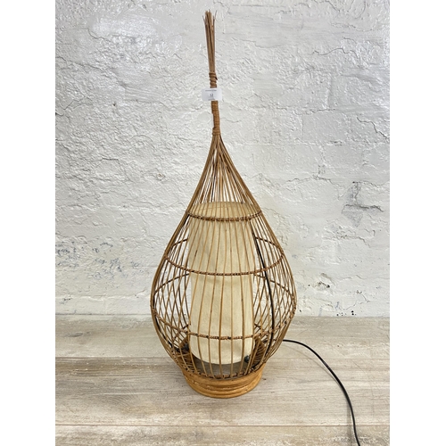 12 - A Boho style wicker and fabric table lamp - approx. 72cm high