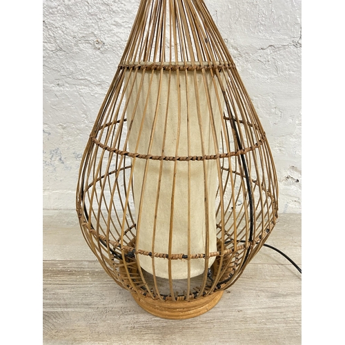 12 - A Boho style wicker and fabric table lamp - approx. 72cm high