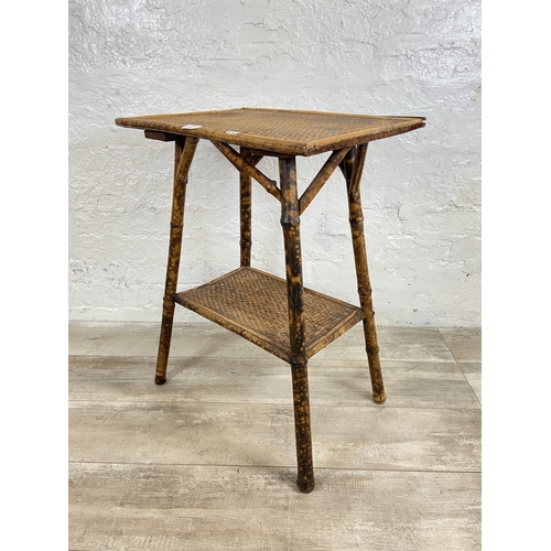 13 - A Victorian bamboo two tier side table - approx. 70cm high x 51cm wide x 37cm deep