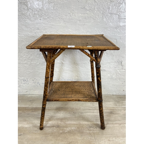 13 - A Victorian bamboo two tier side table - approx. 70cm high x 51cm wide x 37cm deep