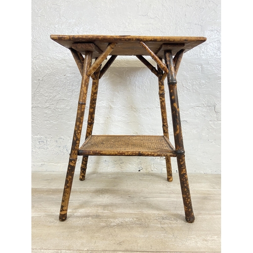 13 - A Victorian bamboo two tier side table - approx. 70cm high x 51cm wide x 37cm deep