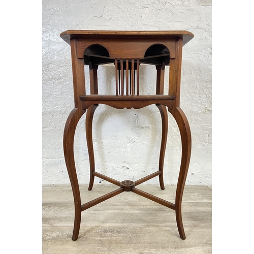 17 - An Edwardian mahogany two tier galleried side table on cabriole supports - approx. 71cm high x 43cm ... 