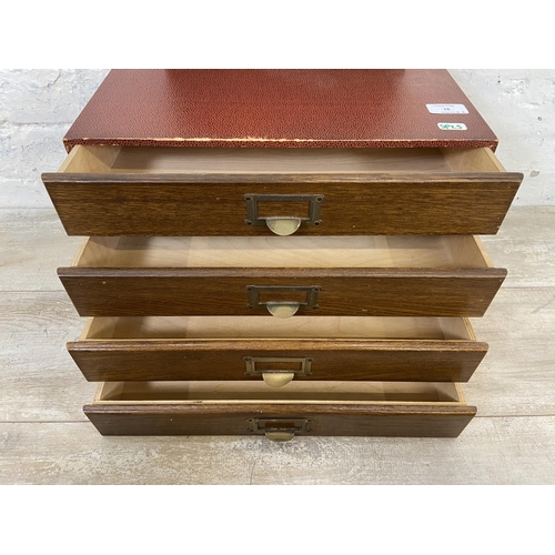 18 - Two pieces of vintage office furniture, one Walker's No. 606 expanding file and one oak and snake sk... 