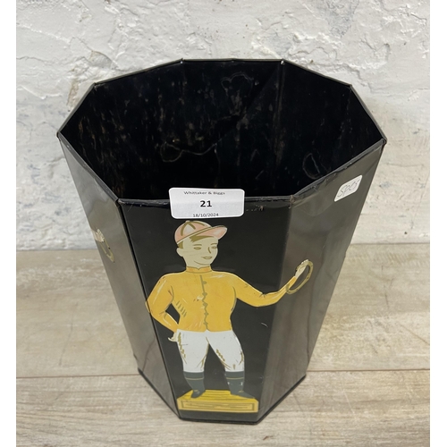 21 - A mid 20th century Baret Ware Jockey waste paper basket - approx. 27.5cm high