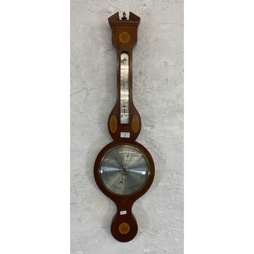 33 - A Comitti of Holborn inlaid mahogany cased banjo barometer - approx. 94cm high