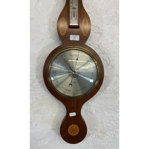 33 - A Comitti of Holborn inlaid mahogany cased banjo barometer - approx. 94cm high