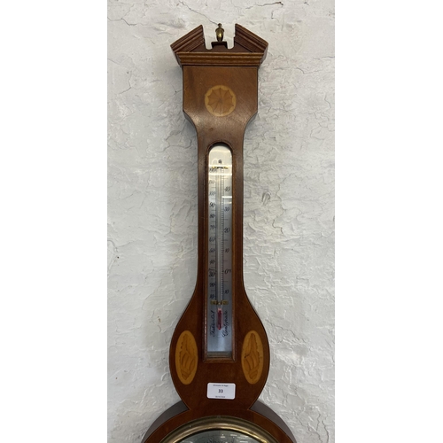 33 - A Comitti of Holborn inlaid mahogany cased banjo barometer - approx. 94cm high