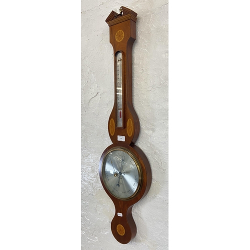 33 - A Comitti of Holborn inlaid mahogany cased banjo barometer - approx. 94cm high