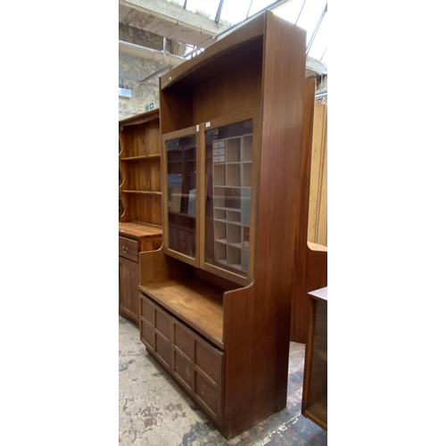 43 - A Nathan Squares teak wall unit/display cabinet - approx. 194cm high x 102cm wide x 45cm deep