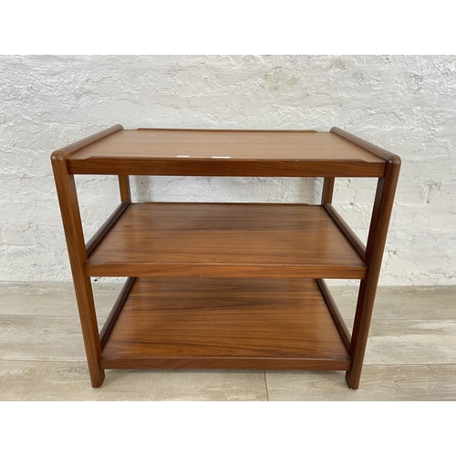 46 - A mid 20th century teak three tier serving trolley/side table - approx. 61cm high x 68cm wide x 44cm... 